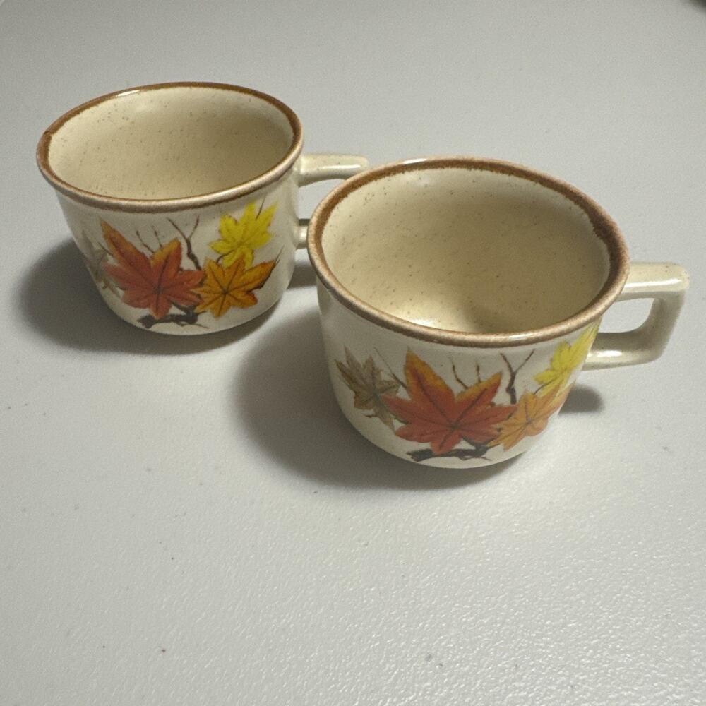VTG Set of 2 Mikasa Imperial Maple Flat Cup Flower Arrangement Japanese Art Mug